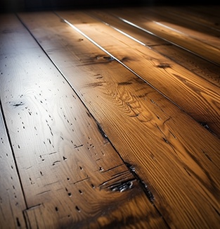 Floorboards with gaps between them